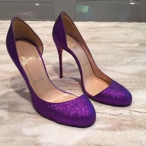 Christian Louboutin purple glitter d’orsay helmour